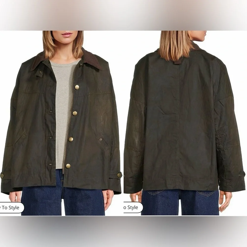 New Free People We The Free Cori Waxed Zip Front Wax Long Oversized Chore Jacket